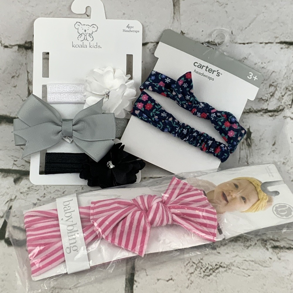 Baby Head Bands Elastic Carters Koala Kids Baby Bling Pink Floral Gray Black Lot